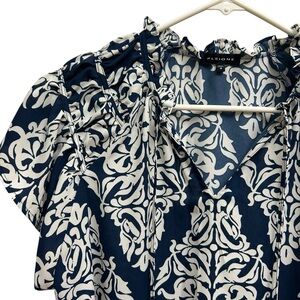 Pleione Blue and White Floral Blouse
